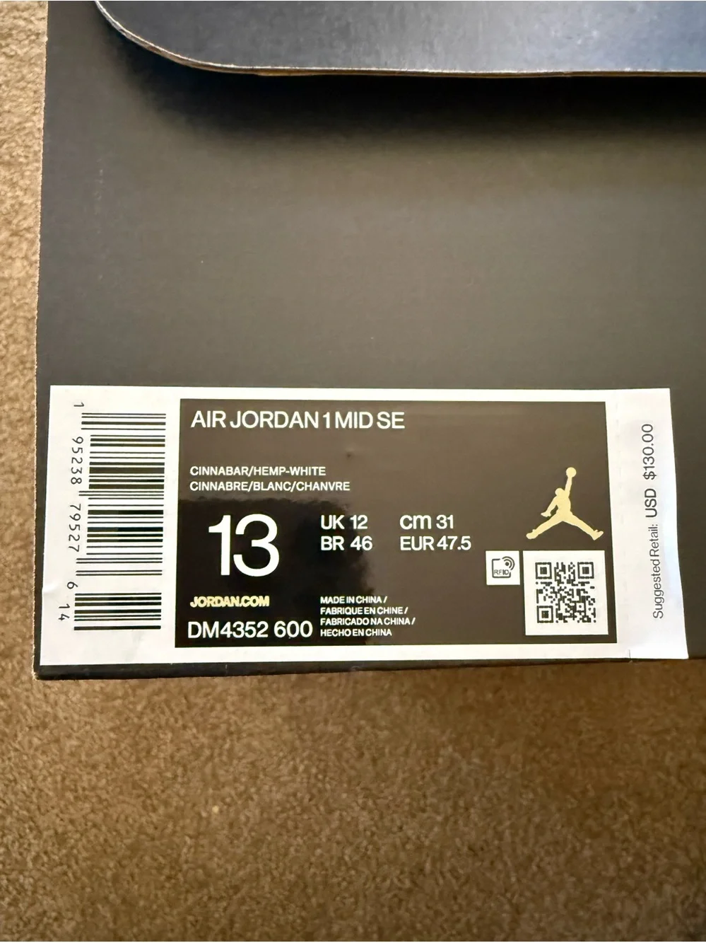 Jordan• 1 Mid SE in Cinnabar, Hemp, White
